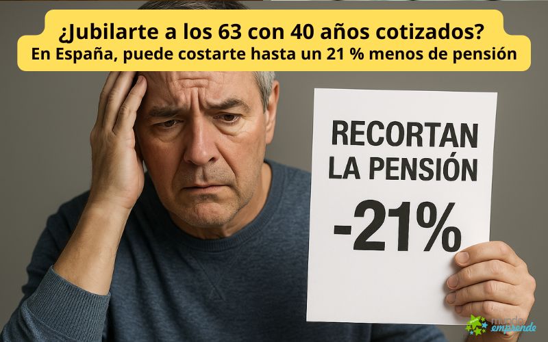 ¿Jubilarte a los 63 con 40 años cotizados? En España, puede costarte hasta un 21 % menos de pensión ¿Jubilarte a los 63 con 40 años cotizados?