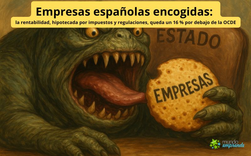 Empresas españolas encogidas: la rentabilidad, hipotecada por impuestos y regulaciones, queda un 16 % por debajo de la OCDE