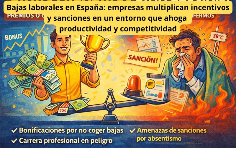 Bajas laborales en España: empresas multiplican incentivos y sanciones en un entorno que ahoga productividad y competitividad