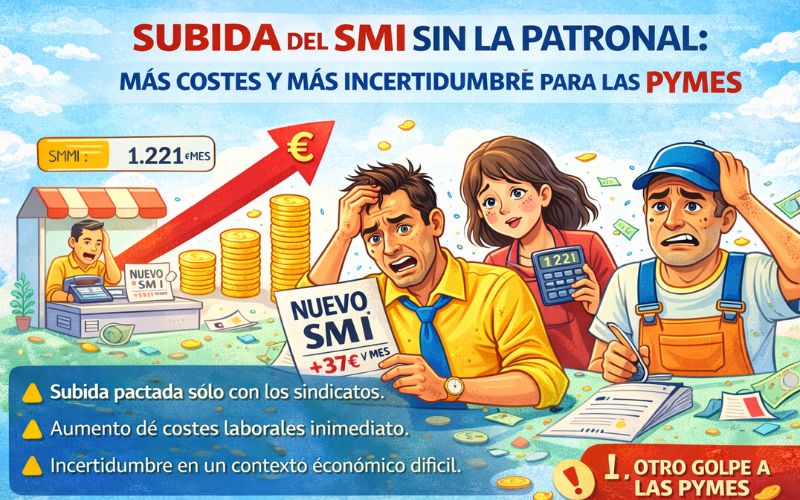 El Gobierno aprueba la subida del SMI sin la patronal: más costes, más tensión y más incertidumbre para pymes y autónomos