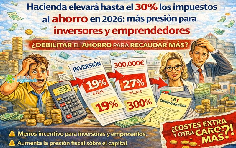 Hacienda eleva la tributación del ahorro en 2026: nuevos tipos de hasta el 30% y más presión para inversores y emprendedores