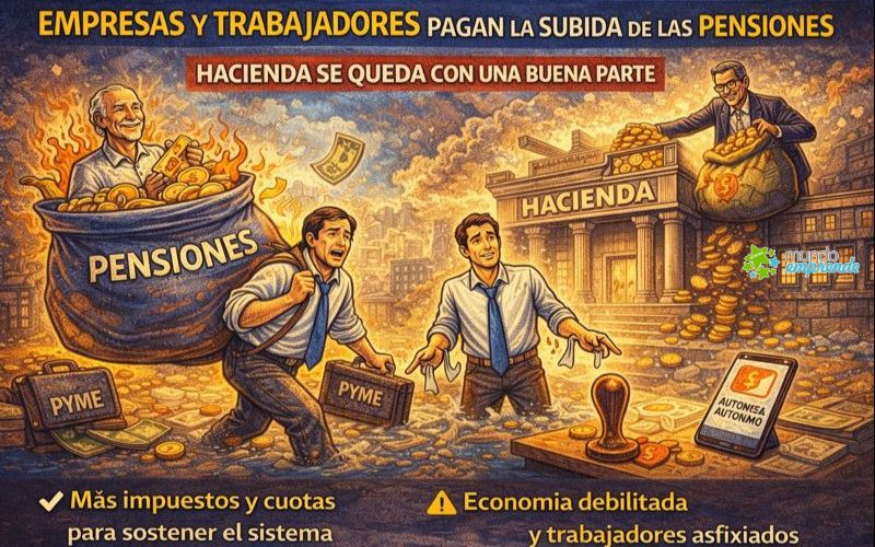 Hacienda se queda con buena parte de la subida de las pensiones: la factura silenciosa que pagan autónomos y empresas