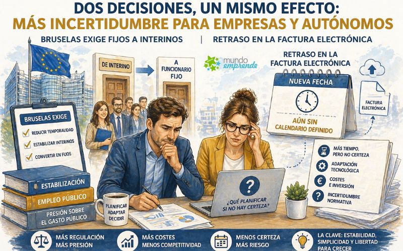 Bruselas obliga a España a estabilizar interinos: más gasto público y nuevas incógnitas para autónomos y empresas