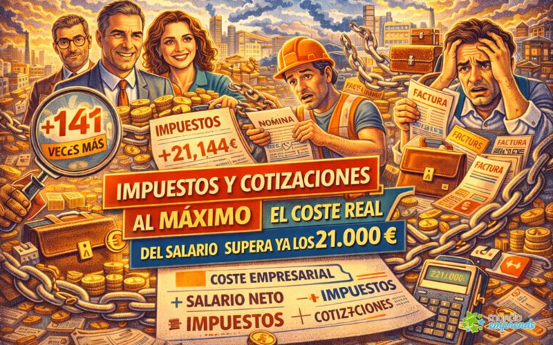 Impuestos y cotizaciones en máximos: el coste real del salario ya supera los 21.000 euros al año