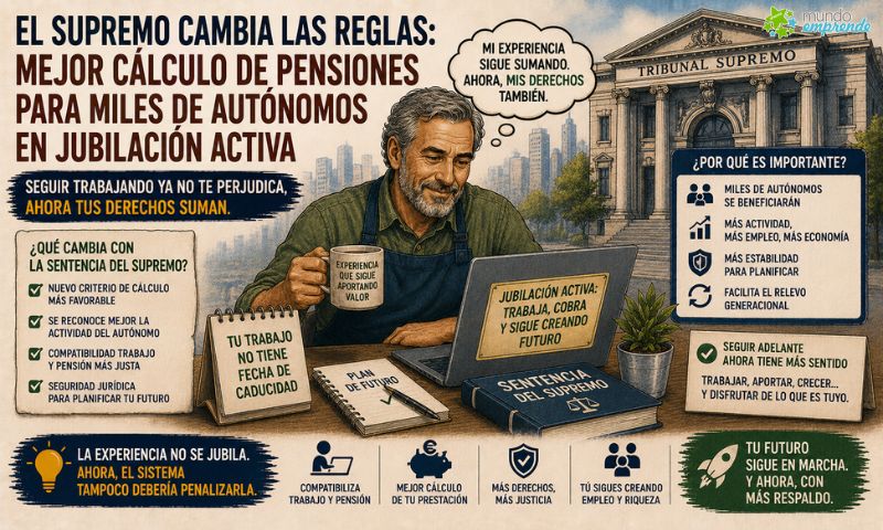 El Supremo cambia el cálculo de pensiones para autónomos en jubilación activa: un giro con enorme impacto económico
