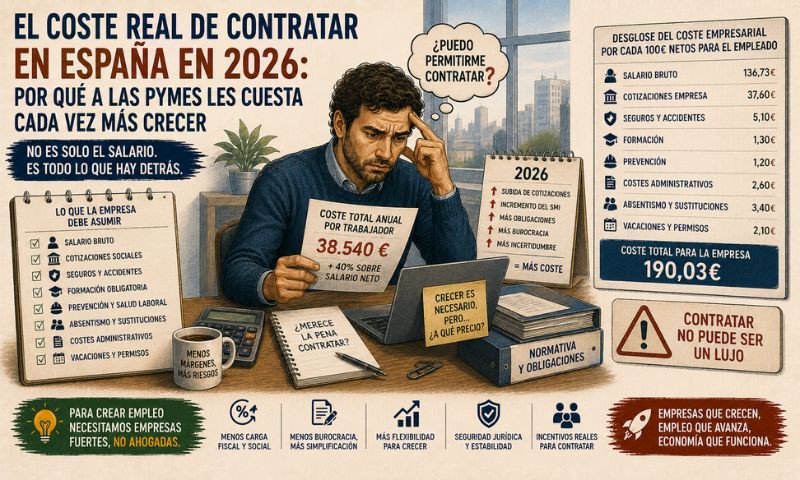 El coste real de contratar en España en 2026: por qué muchas pymes no pueden crecer al ritmo que necesitan