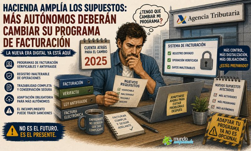 Hacienda amplía los casos en los que autónomos deberán cambiar su programa de facturación: la nueva transición digital ya está en marcha Hacienda amplía los casos en los que autónomos deberán cambiar su programa de facturación