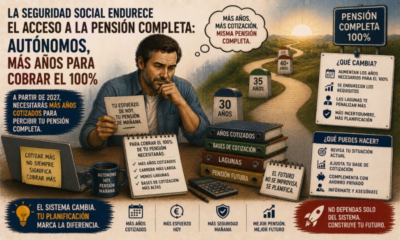 La Seguridad Social endurece el acceso a la pensión completa: los autónomos tendrán que cotizar más años para cobrar el 100%