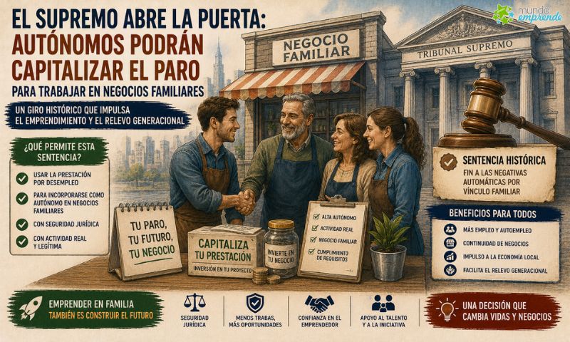 Giro histórico del Supremo: los autónomos podrán capitalizar el paro para trabajar en negocios familiares