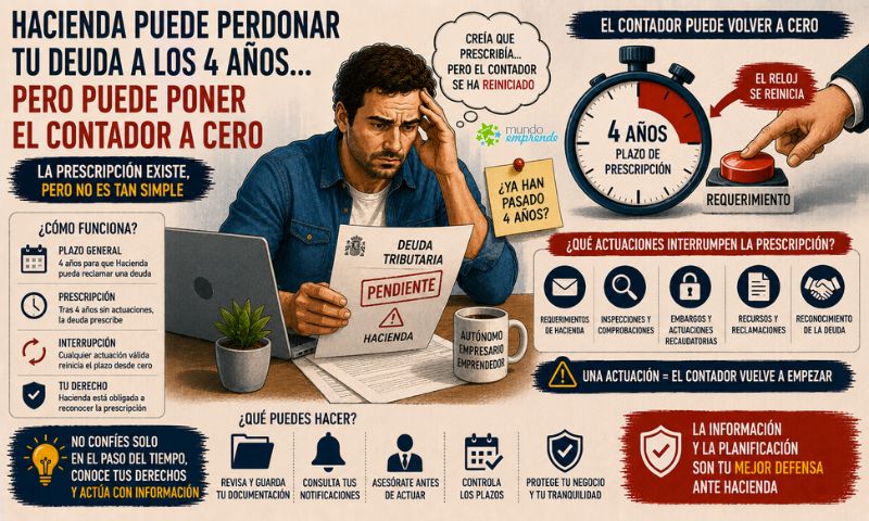 Hacienda puede perdonar una deuda a los cuatro años… pero hay una trampa que autónomos y empresas deben conocer