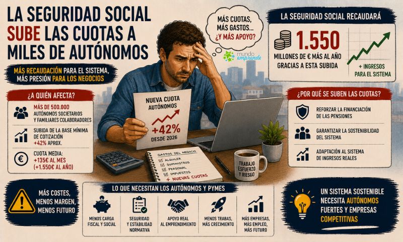 La Seguridad Social sigue adelante con la subida de cuotas a miles de autónomos: más recaudación para el sistema, más presión para las empresas