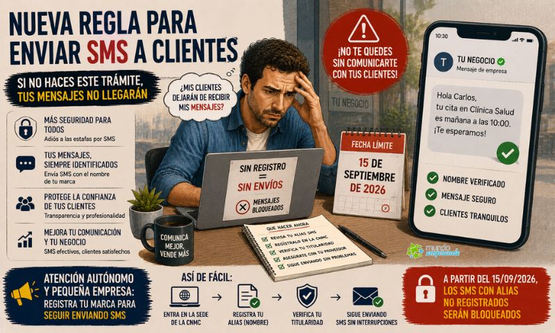Miles de autónomos tendrán que registrar su marca antes de septiembre para seguir enviando SMS a clientes